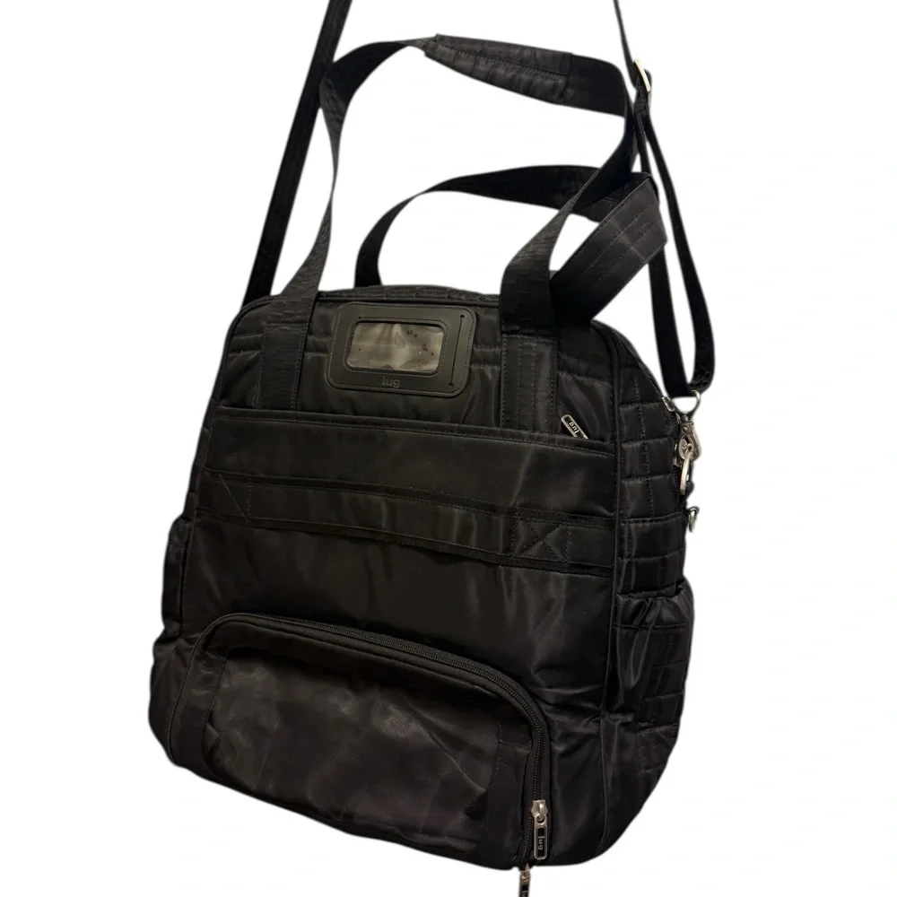Lug Overnight Travel Gym Tote Puddle Jumper in Quilted Black - with Long Strap